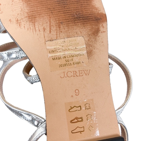 J. Crew Capri Strappy Sandals Metallic Silver Leather Size 9 - Picture 12 of 15